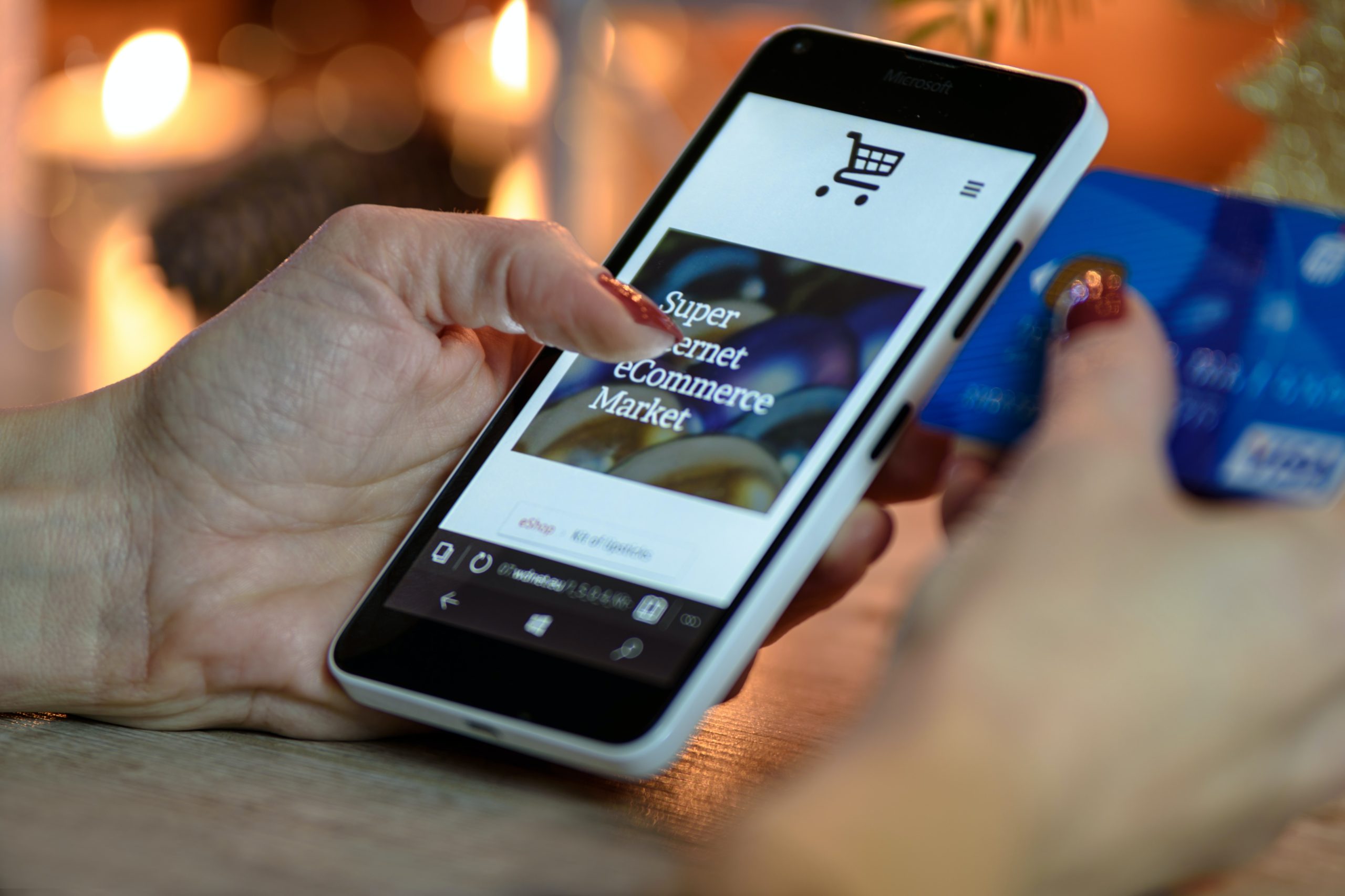 Smartphone showing E-Commerce Store