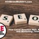 Scrabble Tiles Spelling out SEO on a Woodgrain table top - ACE Is your Source for Marketing, SEO Website Design and More